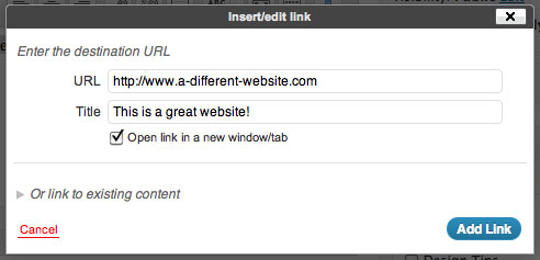 Step Four: The Insert/Edit Link Box