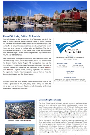 Victoria, BC Local Info Page Screenshot